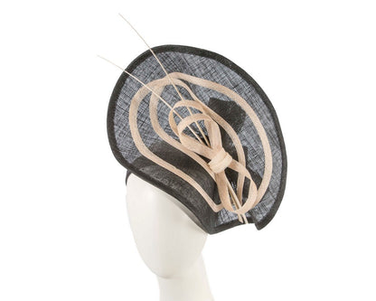 Large black & cream sinamay fascinator by Max Alexander-0