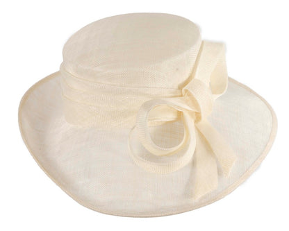 Wide brim cream ladies fashion sinamay hat-3