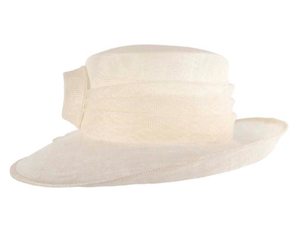 Wide brim cream ladies fashion sinamay hat-2