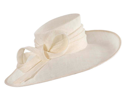 Wide brim cream ladies fashion sinamay hat-1
