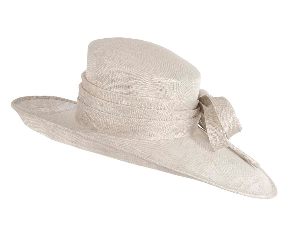 Wide brim silver ladies fashion sinamay hat-5
