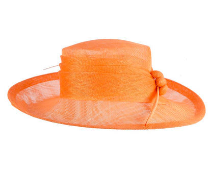 Wide brim orange ladies fashion sinamay hat-4