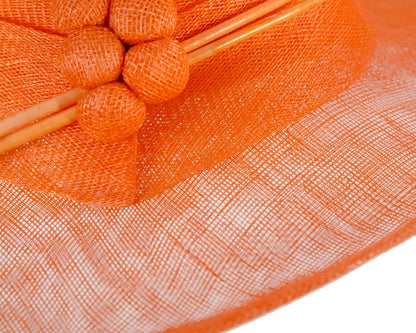 Wide brim orange ladies fashion sinamay hat-3