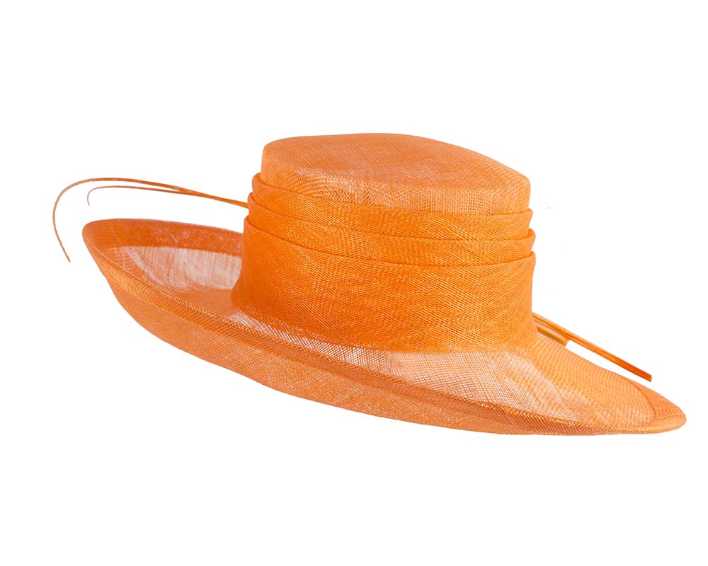 Wide brim orange ladies fashion sinamay hat-2