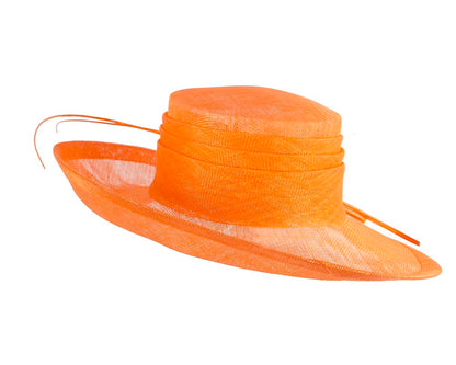 Wide brim orange ladies fashion sinamay hat-2