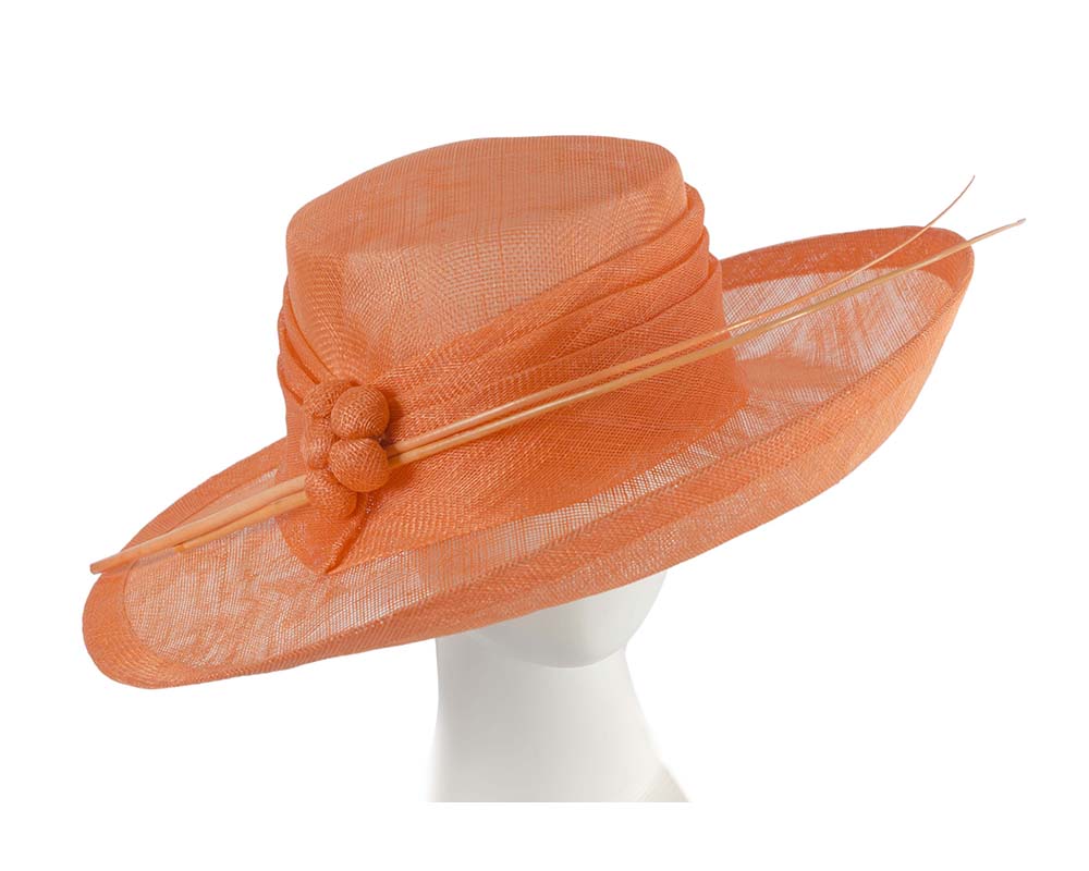 Wide brim orange ladies fashion sinamay hat-0