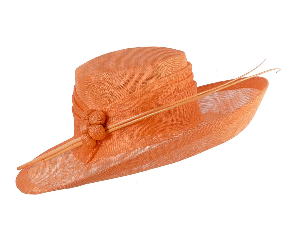 Wide brim orange ladies fashion sinamay hat-1