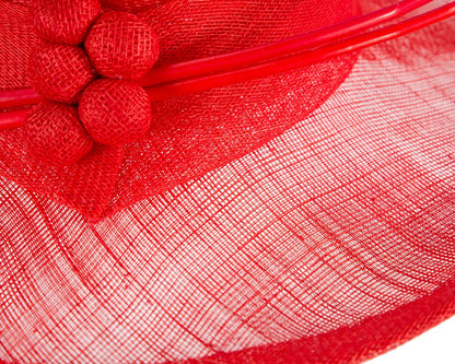 Wide brim red ladies fashion sinamay hat-3