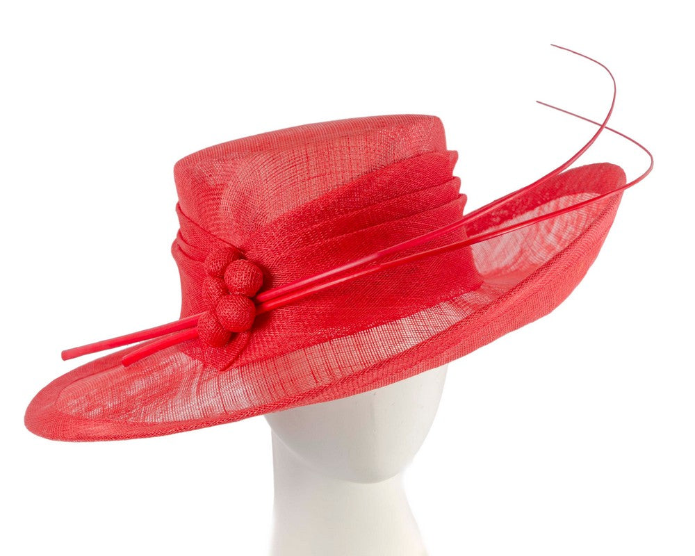 Wide brim red ladies fashion sinamay hat-0