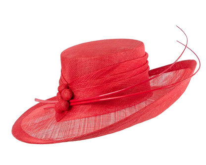 Wide brim red ladies fashion sinamay hat-1