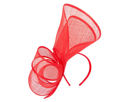 Large red sinamay fascinator by Max Alexander