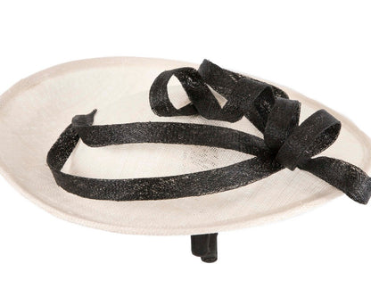 Large cream & black sinamay plate fascinator