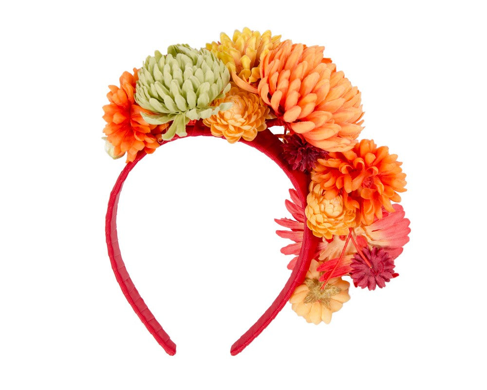 Multi-tone orange flower fascinator headband-3