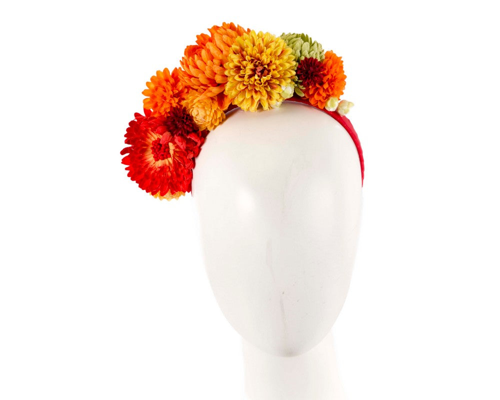 Multi-tone orange flower fascinator headband-0