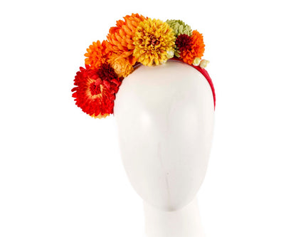 Multi-tone orange flower fascinator headband-0