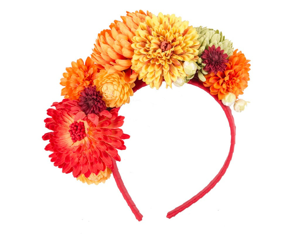 Multi-tone orange flower fascinator headband-1