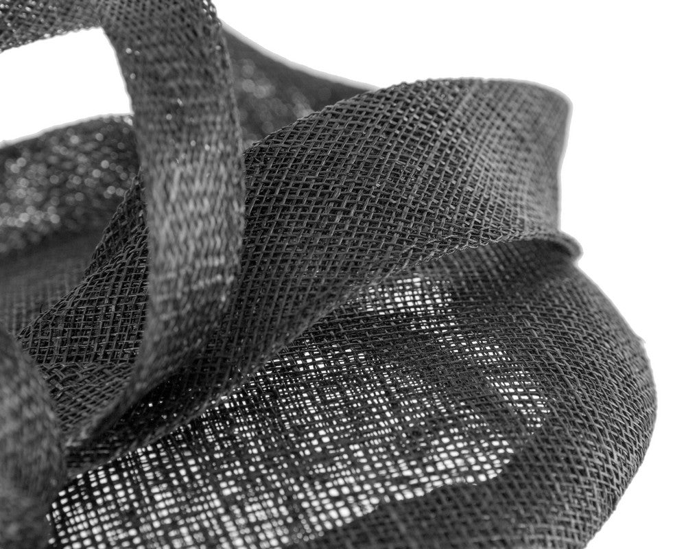 Sculptured black sinamay fascinator by Max Alexander-4