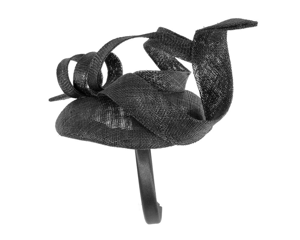 Sculptured black sinamay fascinator by Max Alexander-2