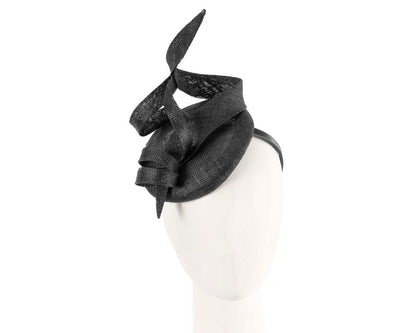 Sculptured black sinamay fascinator by Max Alexander-0