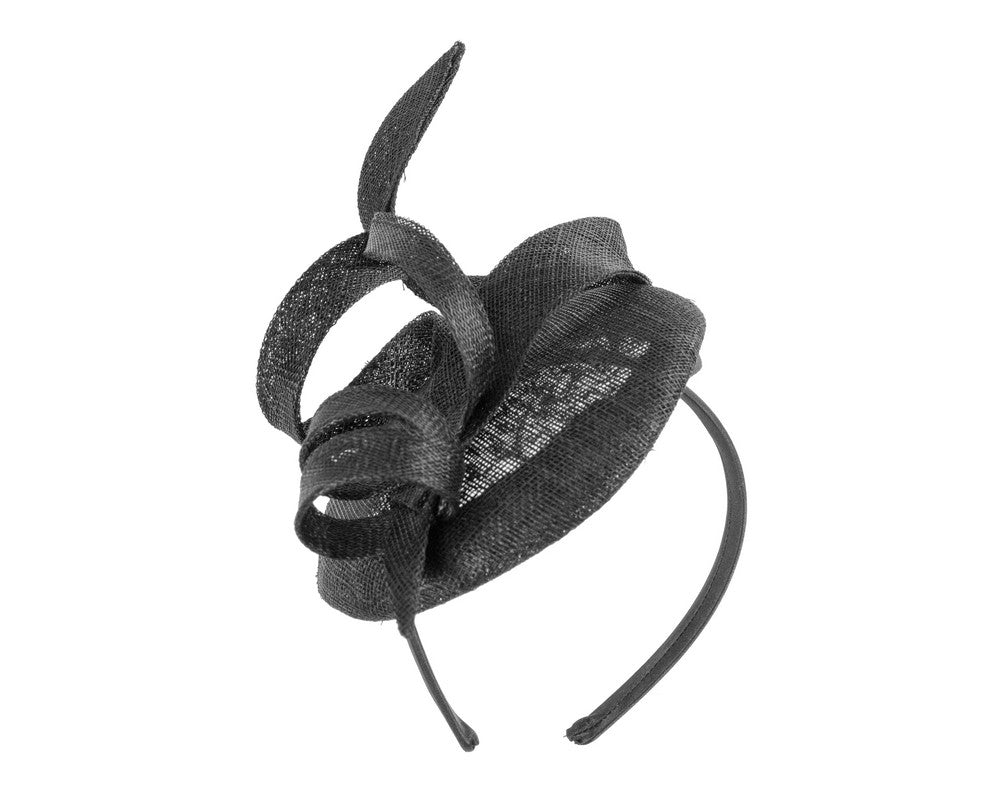 Sculptured black sinamay fascinator by Max Alexander-1
