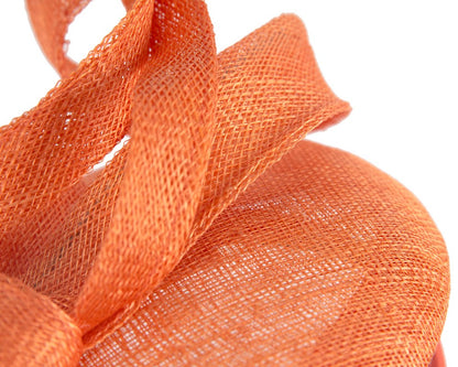 Sculptured orange sinamay fascinator by Max Alexander-4