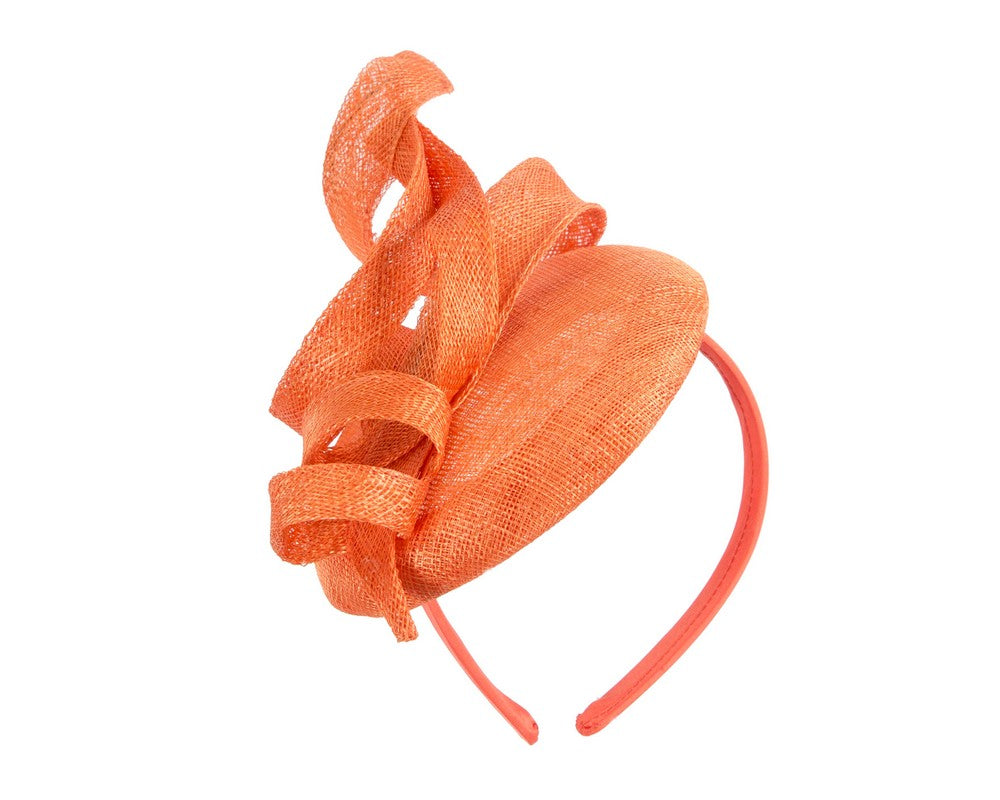 Sculptured orange sinamay fascinator by Max Alexander-1