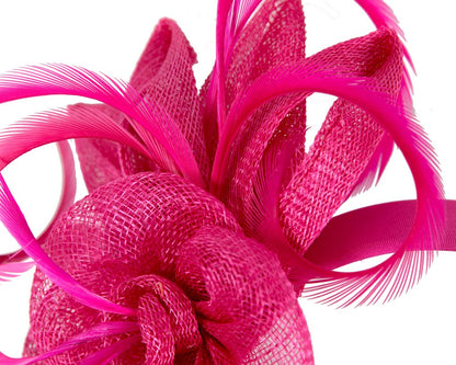 Fuchsia sinamay flower fascinator by Max Alexander