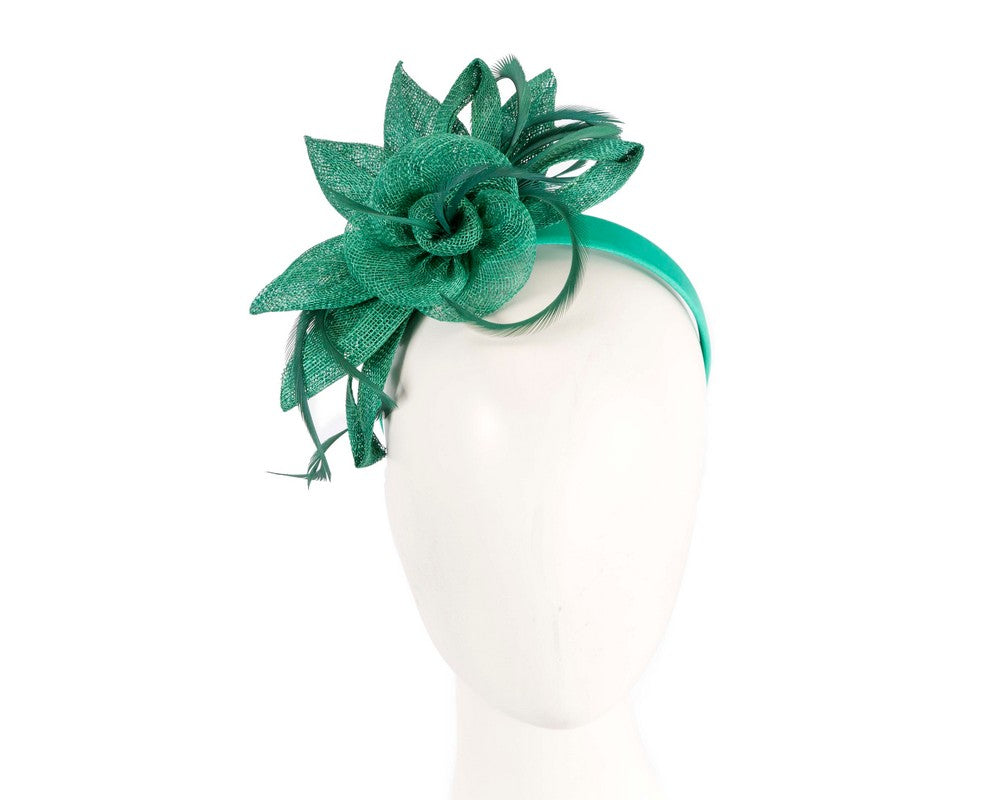 Green sinamay flower fascinator by Max Alexander-0