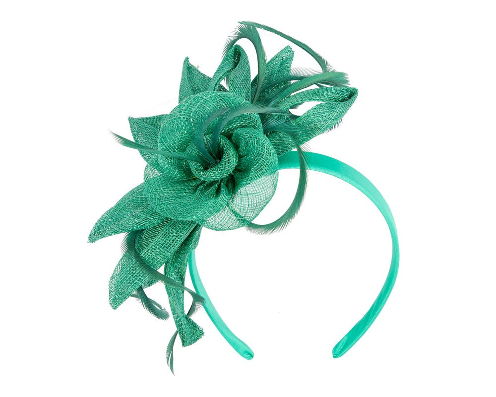 Green sinamay flower fascinator by Max Alexander-1
