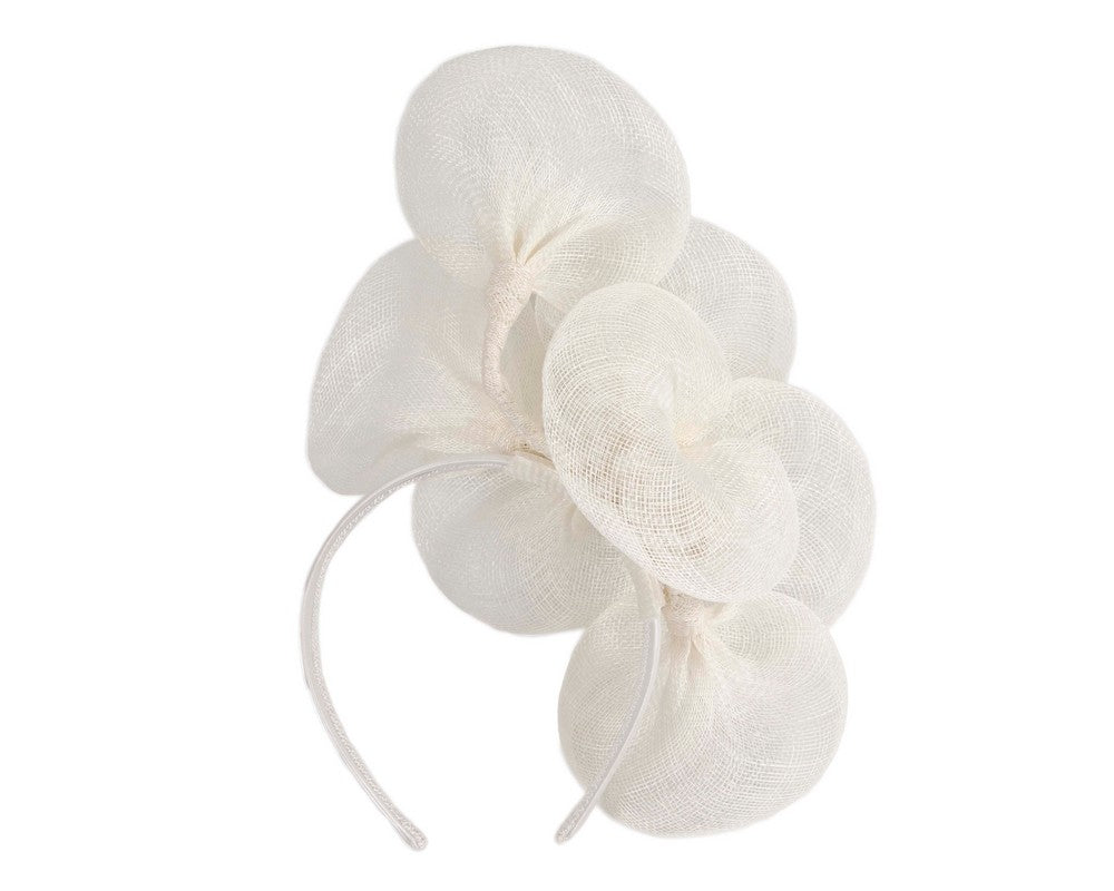 Large white sinamay flower fascinator by Max Alexander-3