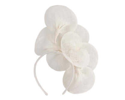 Large white sinamay flower fascinator by Max Alexander-3