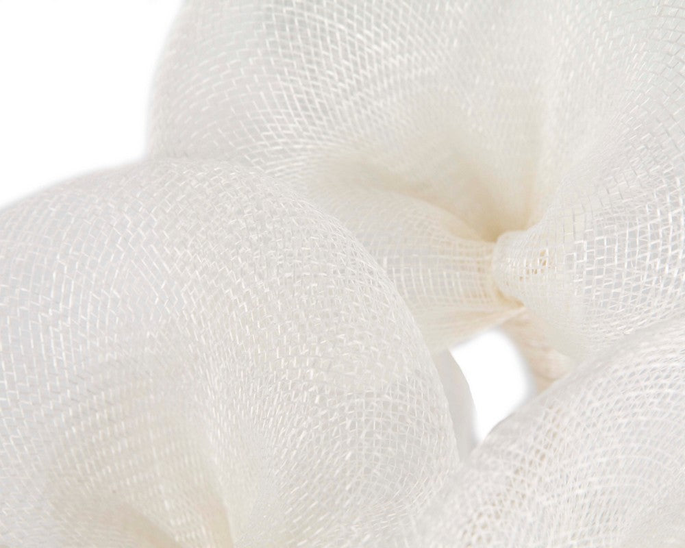 Large white sinamay flower fascinator by Max Alexander-2