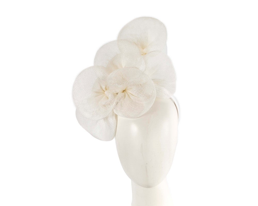Large white sinamay flower fascinator by Max Alexander-0