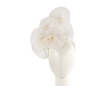 Large white sinamay flower fascinator by Max Alexander-0