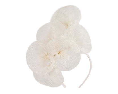 Large white sinamay flower fascinator by Max Alexander-1