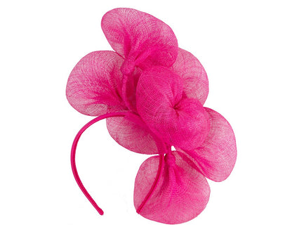 Large fuchsia sinamay flower fascinator by Max Alexander