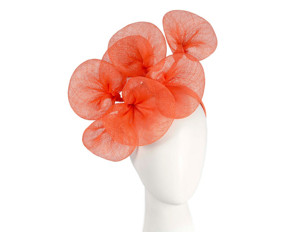 Large orange sinamay flower fascinator by Max Alexander MA918-0