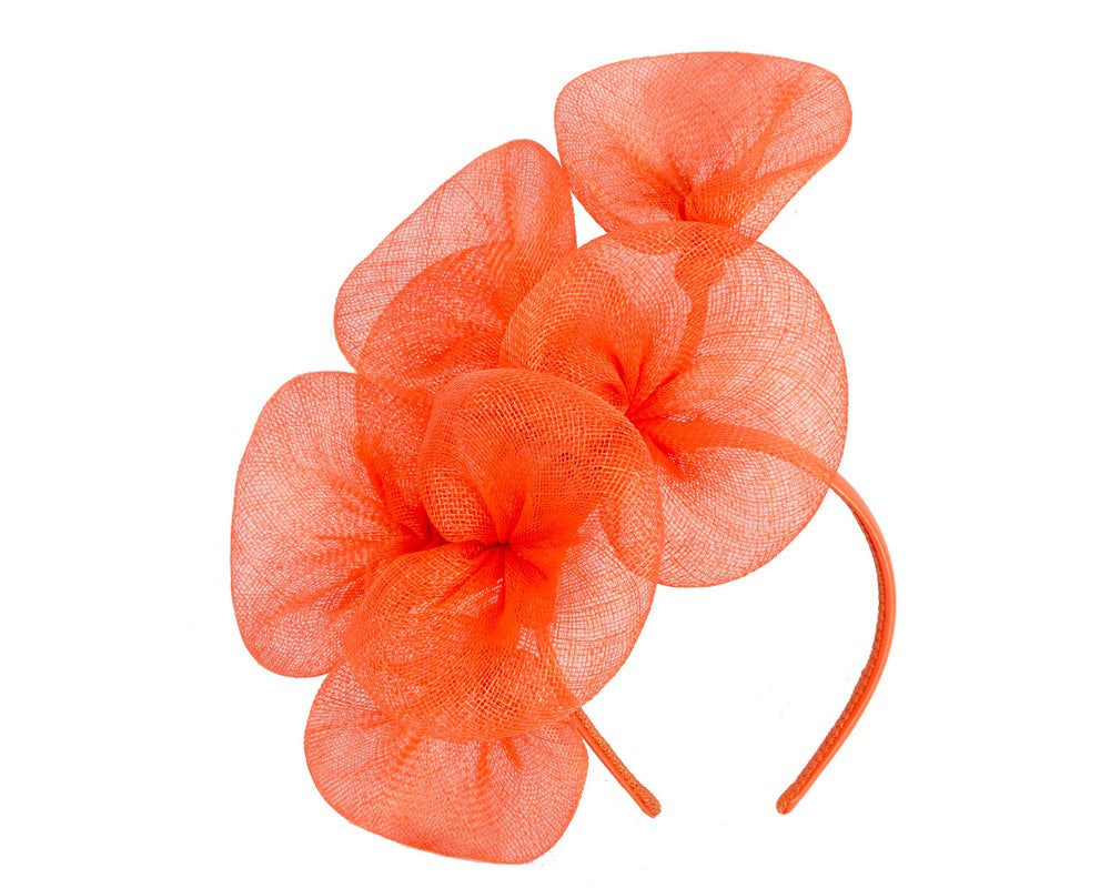 Large orange sinamay flower fascinator by Max Alexander MA918-1