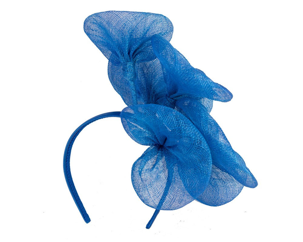 Large blue sinamay flower fascinator by Max Alexander MA918-3