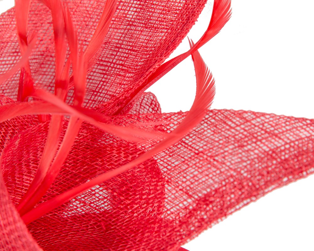 Red sinamay fascinator by Max Alexander-2