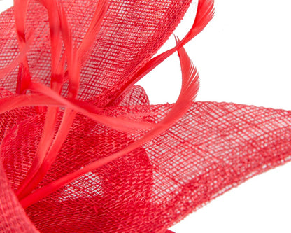 Red sinamay fascinator by Max Alexander-2