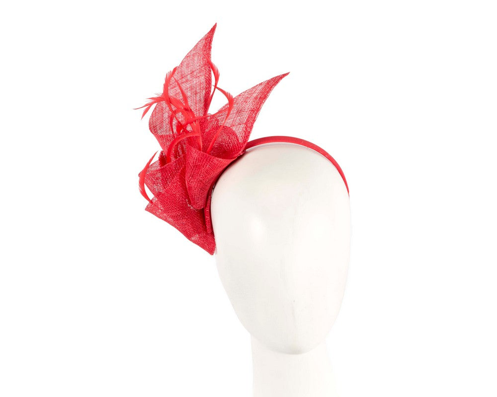 Red sinamay fascinator by Max Alexander-0