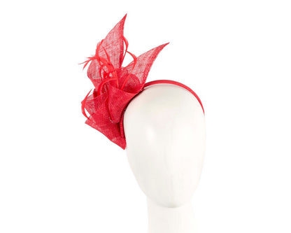 Red sinamay fascinator by Max Alexander-0