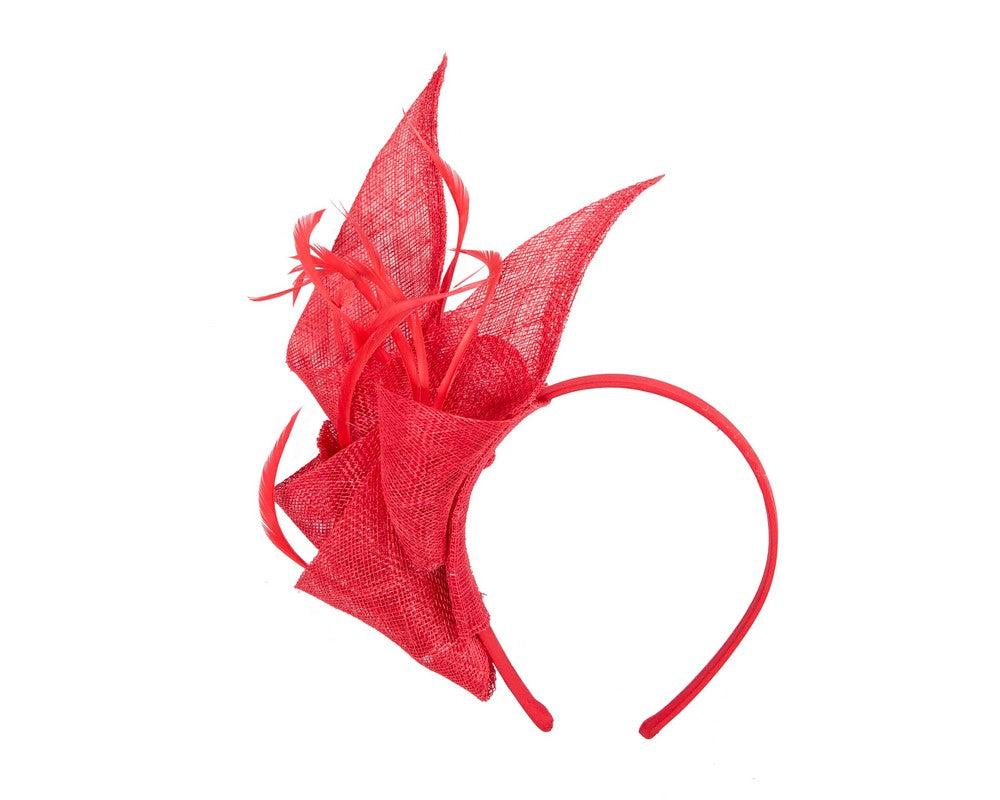 Red sinamay fascinator by Max Alexander-1