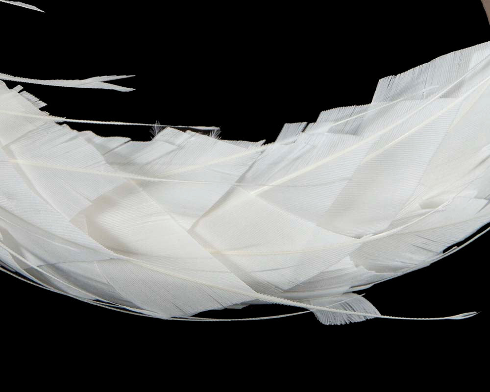 Cream feather headband by Max Alexander