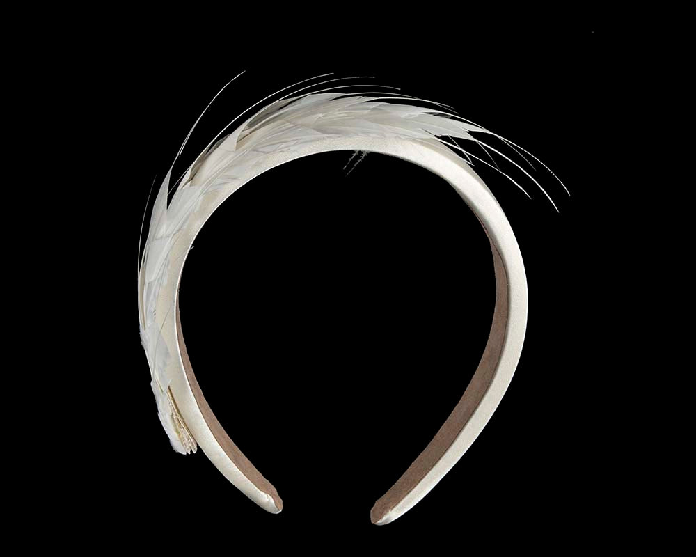 Cream feather headband by Max Alexander
