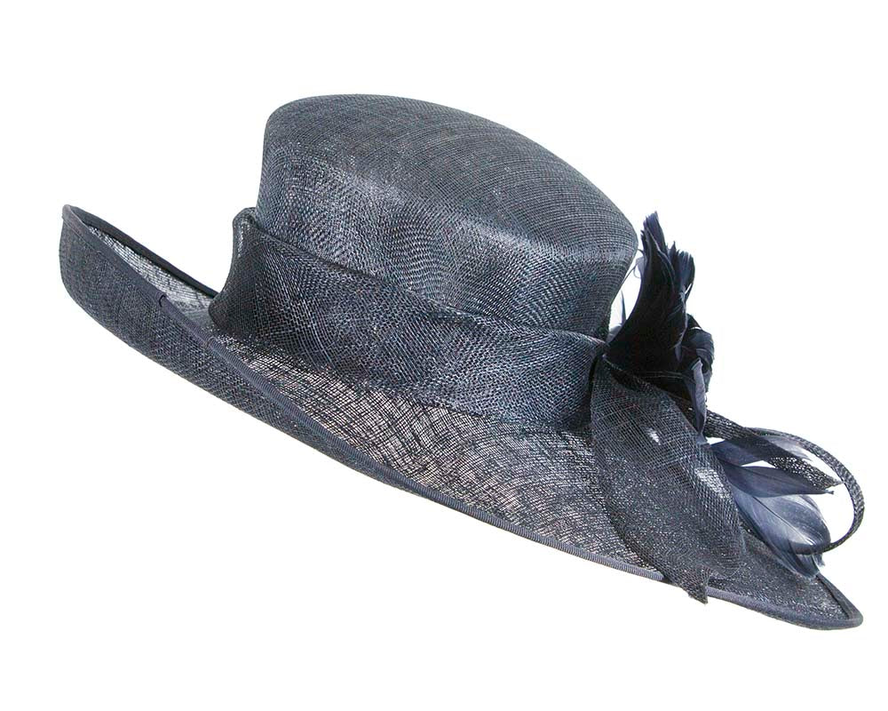 Wide brim navy ladies fashion hat by Max Alexander-5