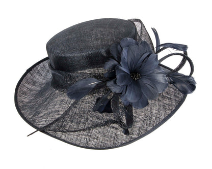 Wide brim navy ladies fashion hat by Max Alexander-3