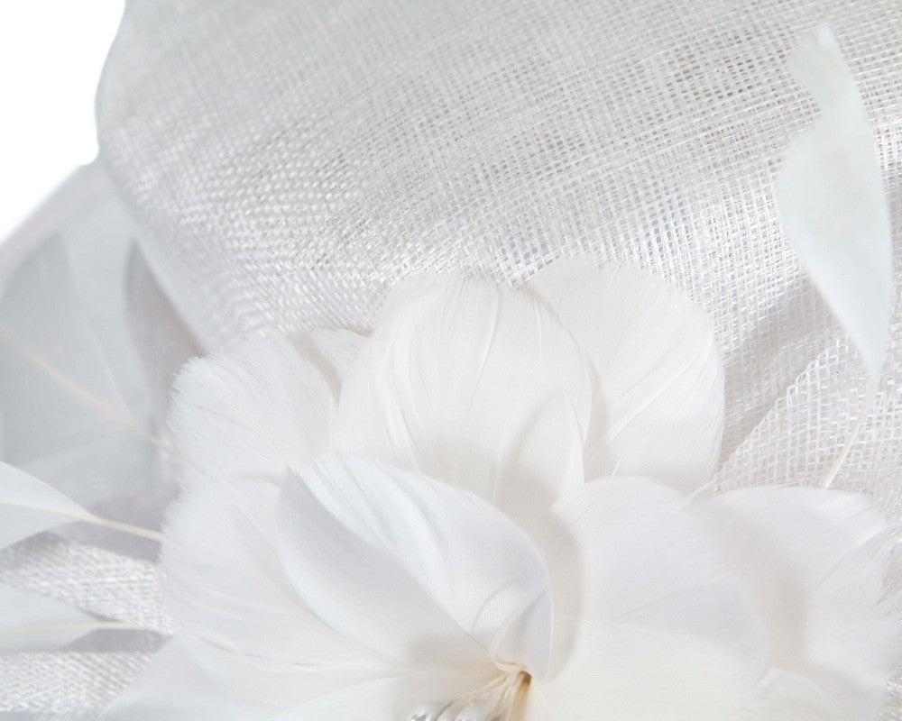 Wide brim white ladies fashion hat by Max Alexander-4
