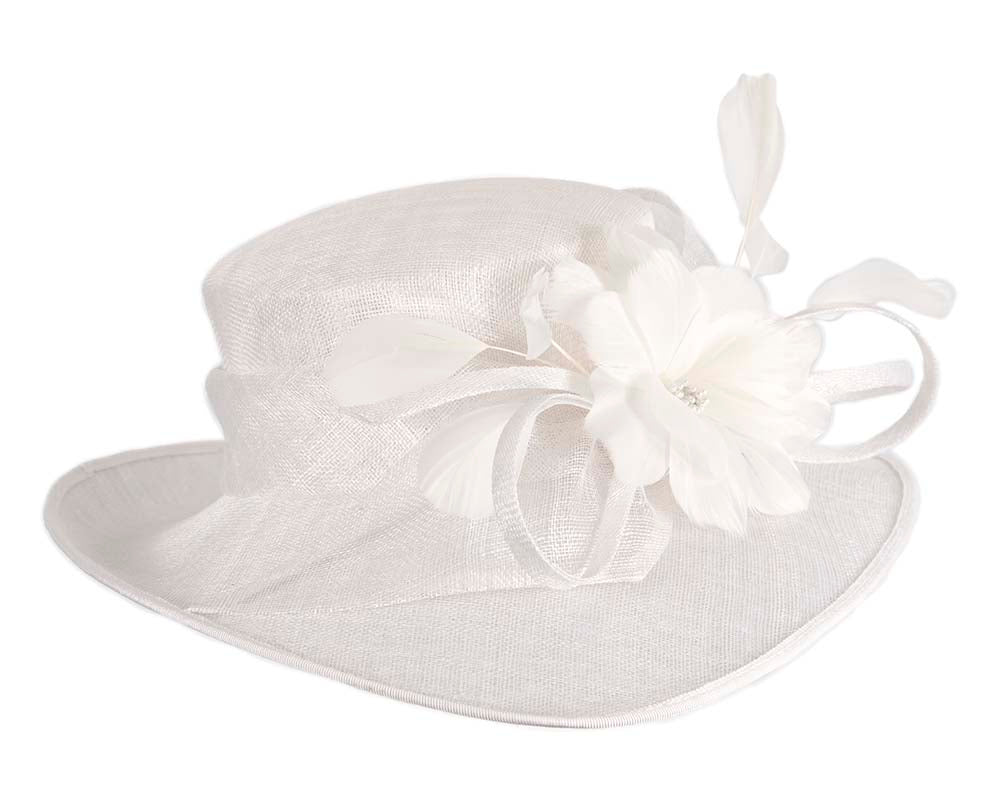 Wide brim white ladies fashion hat by Max Alexander-3